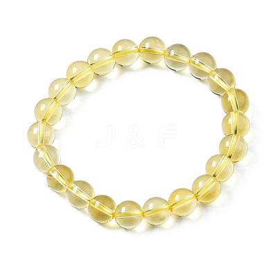Synthetic Citrine Beaded Stretch Bracelets X-BJEW-Q692-48B-1