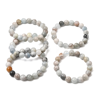10MM Natural Aquamarine Round Beaded Stretch Bracelets for Women GG-CBA6C75-A01-10mm-1