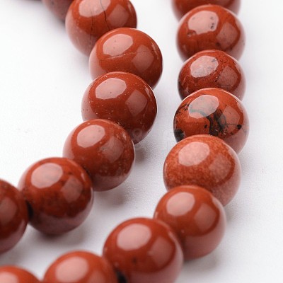 Round Natural Red Jasper Bead Strands G-J346-21-6mm-1