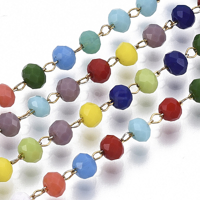 Handmade Faceted Glass Beaded Chains CHS-T003-06G-1
