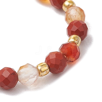 Natural Carnelian Beaded Stretch Rings RJEW-JR00867-02-1