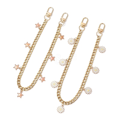 2Pcs 2 Styles Alloy Enamel Star Flower Charm 304 Stainless Steel Bag Decorative Chains FIND-JF00173-1