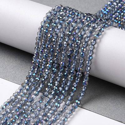 Transparent Electroplate Glass Beads Strands GLAA-H021-01B-HP01-1