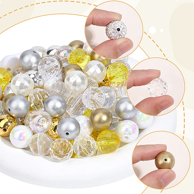 120Pcs 12 Colors Opaque Acrylic Beads MACR-PA0001-69-1