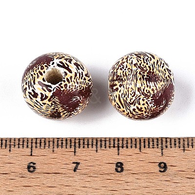 Printed Schima Wood Beads WOOD-N017-01E-1