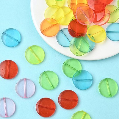 Flat Round Transparent Acrylic Beads X-MACR-R546-26-1