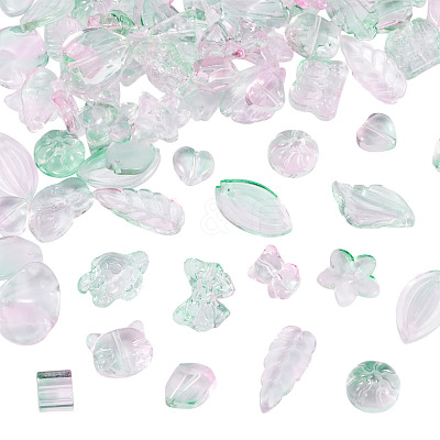 64Pcs Gradient Color Transparent Glass Beads GLAA-TA0003-48E-1