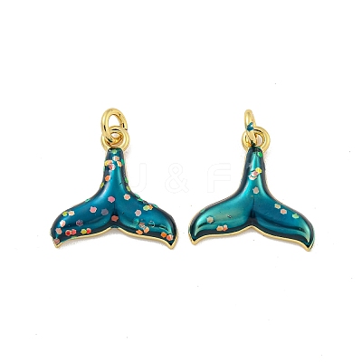 Rack Plated Brass Enamel Charms KK-P270-07G-1