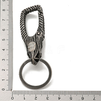 Tibetan Style 316 Surgical Stainless Steel Fittings with 304 Stainless Steel Key Ring FIND-Q101-06AS-01-1