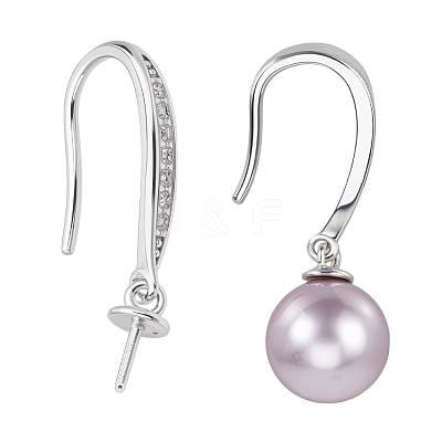 1 Pair 925 Sterling Silver Ear Hooks STER-BC0003-59P-1