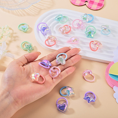 20Pcs 20 Colors Polyester & Plastic Girls Hair Accessories OHAR-TA0001-18-1