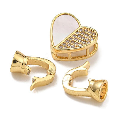 Brass Micro Pave Clear Cubic Zirconia Fold Over Clasps KK-U037-42G-01-1