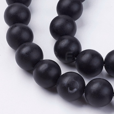 Natural Black Stone Bead Strands G-R193-01-12mm-1