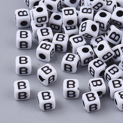 White Opaque Acrylic Beads X-MACR-R869-02B-1