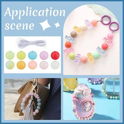 100Pcs 10 Colors Round Luminous Silicone Beads SIL-PH0001-20-1