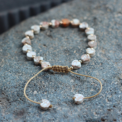 Bohemian Dyed Natural Imperial Jasper Heart Bead Braided Bead Bracelets for Women FS-WG782CA-01-1