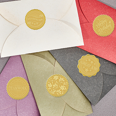 Plastic Self Adhesive Gold Foil Embossed Stickers DIY-WH0211-042-1
