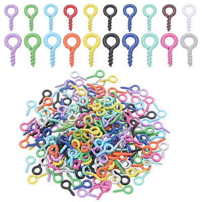 500Pcs 20 Style Spray Painted Iron Screw Eye Pin Peg Bails IFIN-SC0001-48-1