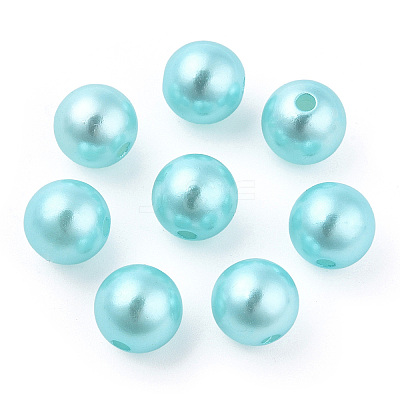 Spray Painted ABS Plastic Imitation Pearl Beads OACR-T015-05C-08-1