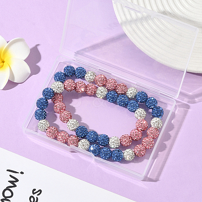 1Pc Polymer Clay Rhinestone Round Beaded Stretch Necklaces NJEW-SP0001-14I-1