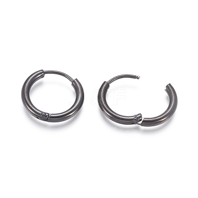 304 Stainless Steel Huggie Hoop Earrings LS-EJEW-F111B-17mm-B-1