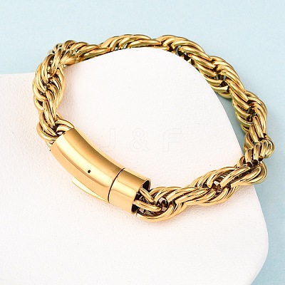 304 Stainless Steel Rope Chain Bracelets for Men Women BJEW-C124-03B-G-1