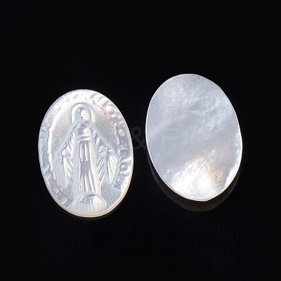 Natural White Shell Cabochons SSHEL-D083-16B-1