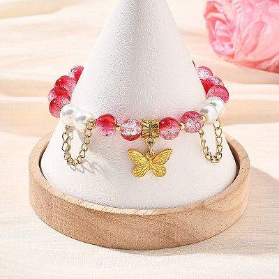 Alloy Butterfly Charm Bracelets BJEW-JB14139-01-1