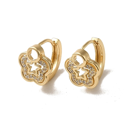 KC Gold Plated Brass Micro Pave Cubic Zirconia Hoop Earring EJEW-L271-01KCG-02-1