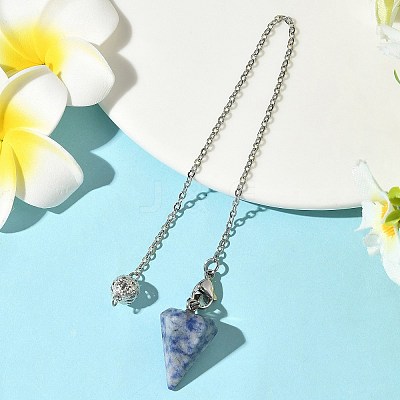 Cone Natural Red Agate & Blue Spot Jasper & Rose Quartz & Green Aventurine Pointed Dowsing Pendulums HJEW-JM04048-1