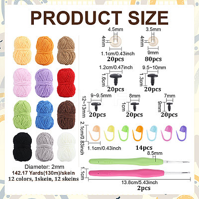 12 Skeins 12 Colors Chenille Yarns YCOR-PH0001-01-1