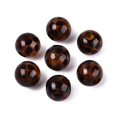 Leopard Print Opaque Acrylic European Beads OACR-N162-18A-1