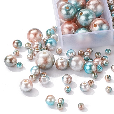 497Pcs 5 Style Rainbow ABS Plastic Imitation Pearl Beads OACR-YW0001-09A-1