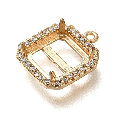 Rack Plating Brass Micro Pave Clear Cubic Zirconia Square Pendant Cabochon Settings For Fancy Stones KK-NH0001-17KCG-1