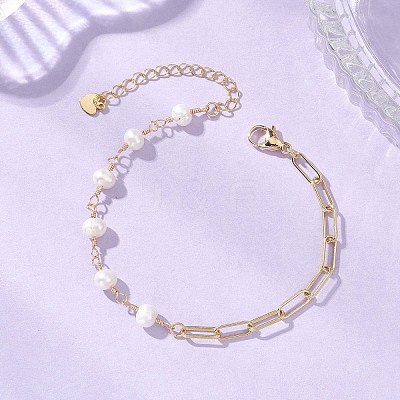 Brass Paperclip Chain Bracelets BJEW-JB13241-1
