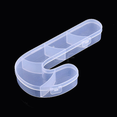 Christmas Candy Cane 5 Grids Plastic Bead Storage Containers with Hinged Lid CON-T001-03-1