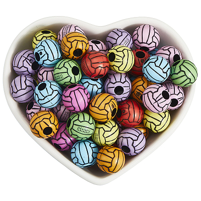 200Pcs Opaque Acrylic Beads OACR-SP0001-63-1