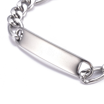 667 Stainless Steel Figaro Chain ID Bracelets BJEW-G631-05P-1-1