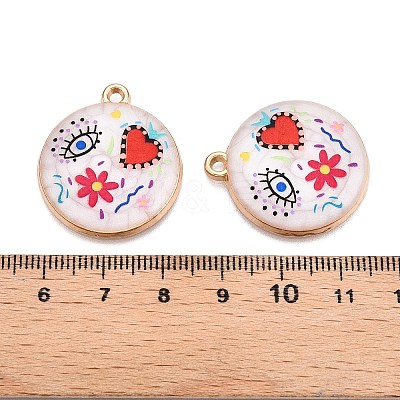 Printed Rack Plating Alloy Enamel Pendants ENAM-T020-02D-1