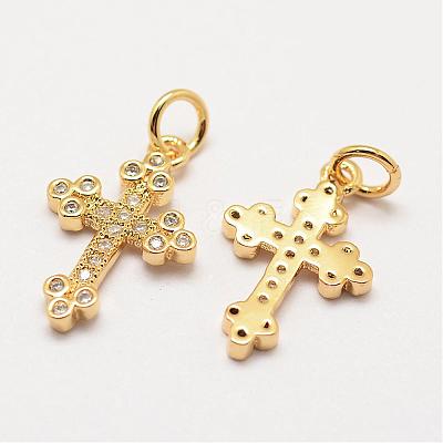 Brass Micro Pave Grade AAA Cubic Zirconia Pendants ZIRC-G090-02G-NR-1