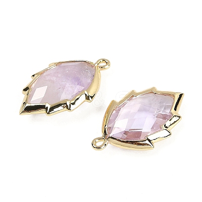 Natural Amethyst Faceted Leaf Pendants G-I375-04G-20-1