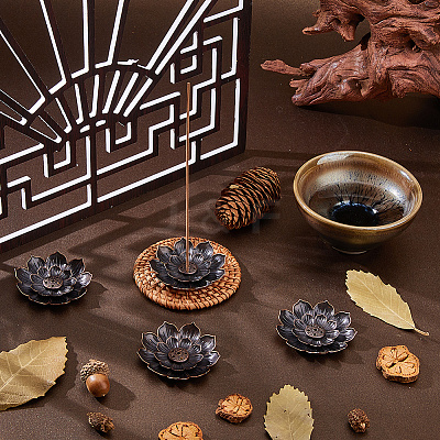 60Pcs Alloy Lotus Incense Burner Holder AJEW-DC0003-91A-1