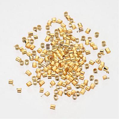 Golden Plated Brass Tube Crimp Beads X-E003-G-1