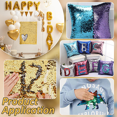 PET Double-sided Flip Sequin Fabric DIY-WH0888-037C-1