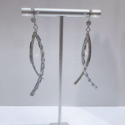 Exaggerated Clear Cubic Zirconia Tassel Dangle Earrings RO8227-6-1