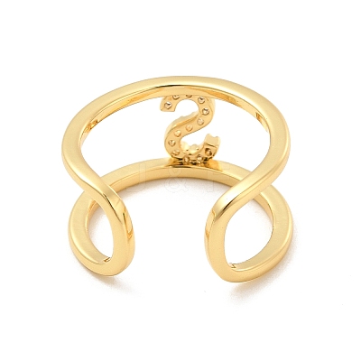 Clear Cubic Zirconia Initial Letter Open Cuff Ring RJEW-A012-01G-S-1