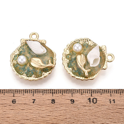Luminous Rack Plating Alloy Resin and ABS Imitation Pearl and Porcelain Pendants ENAM-T091-69-1