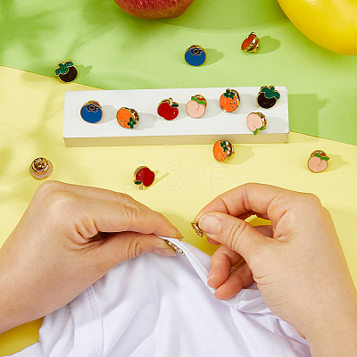 15Pcs 5 Styles Fruit Enamel Pins JEWB-FH0002-90-1