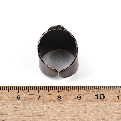 Brass with Natural Labradorite Cuff Rings RJEW-Z112-02R-01-1