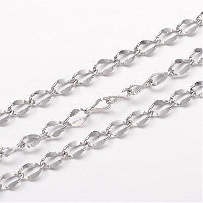 Tarnish Resistant 304 Stainless Steel Curb Chains CHS-K004-16P-0.4mm-1